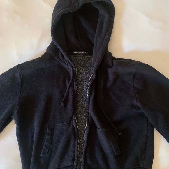 black brandy melville cropped hoodie - Picture 2 of 4